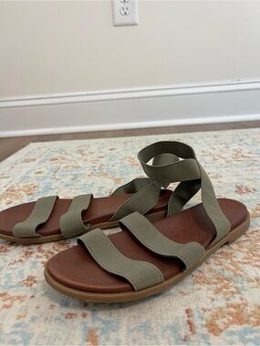 Olive Green Strappy Comfort Sandals
